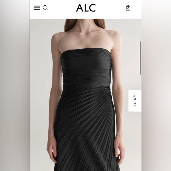 ALC Bianca Strapless Pleated Maxi Dress in Green Sz 2 - Picture 8 of 8